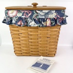 Longaberger 1995 Mail Basket / Hanging Kit Fabric Liners & Plastic Liner Signed